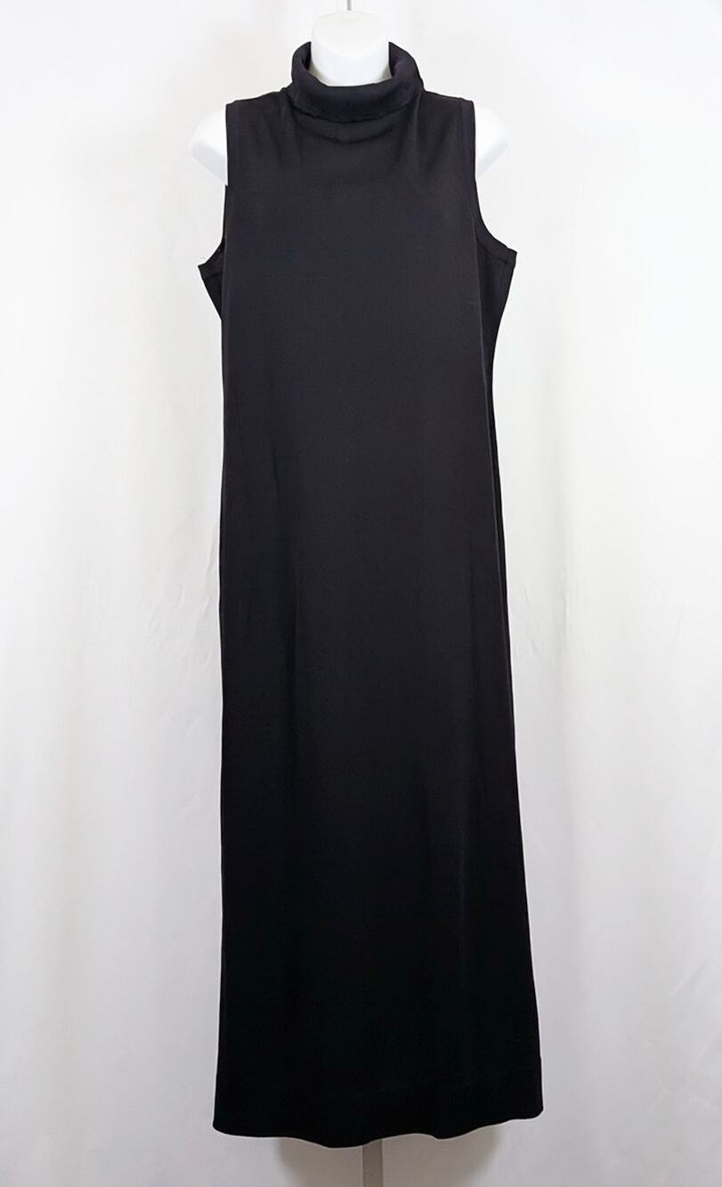 Exclusively Misook Dress Black Maxi Long Turtleneck Sleeveless Women's Size M